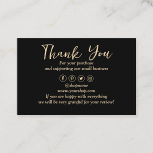 Tarjeta De Visita Gracias de fondo negro