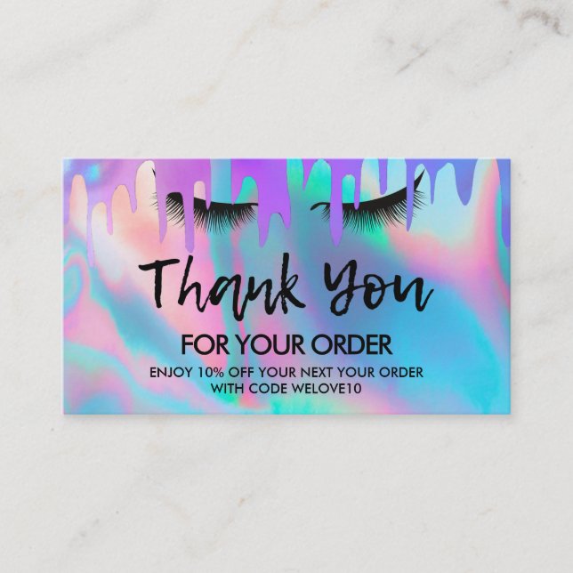 Tarjeta De Visita Gracias Descuento de azotes holográficos de moda (Anverso)