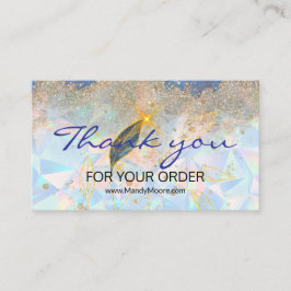 Tarjeta De Visita gracias Elegante Floral Azul y Dorado