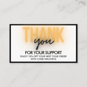 Tarjeta De Visita Gracias elegante neón moderno descuento en Instag