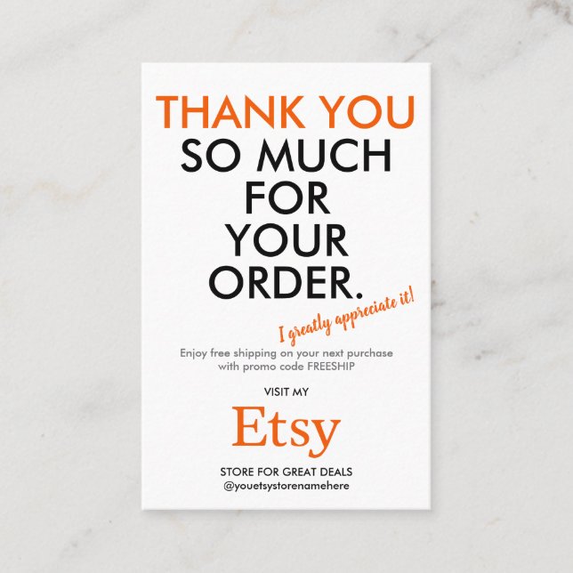 Tarjeta De Visita Gracias Etsy (Anverso)