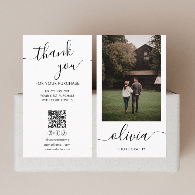 Tarjeta De Visita Gracias Fotografía Medios Sociales Código QR (Subido por el creador)