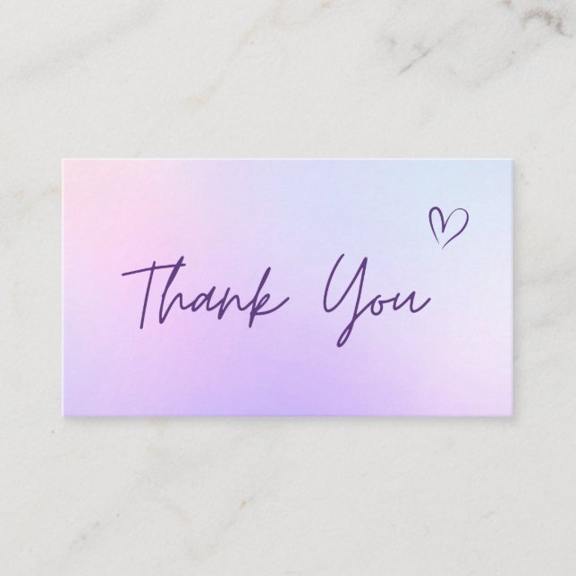 Tarjeta De Visita Gracias Gratitud Resumen Gradiente Púrpura Rosa (Anverso)