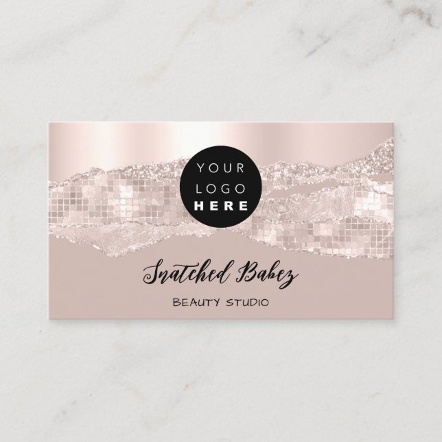 Tarjeta De Visita Gracias Logo QR Code Online Shop Rosa Skinny (Anverso)