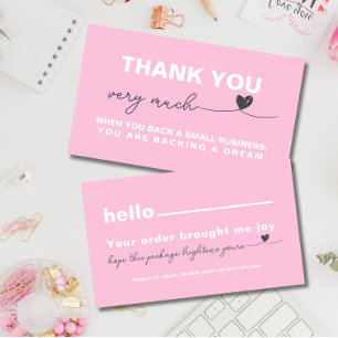 Tarjeta De Visita Gracias Nota de agradecimiento del cliente Corazón