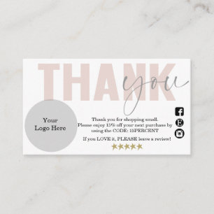 Tarjeta De Visita Gracias, pequeñas empresas, inserción de paquete