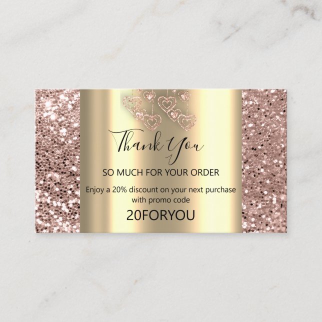 Tarjeta De Visita Gracias por comprar código de descuento de instanc (Anverso)