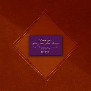 Tarjeta De Visita Gracias por comprar código de descuento Violet Go