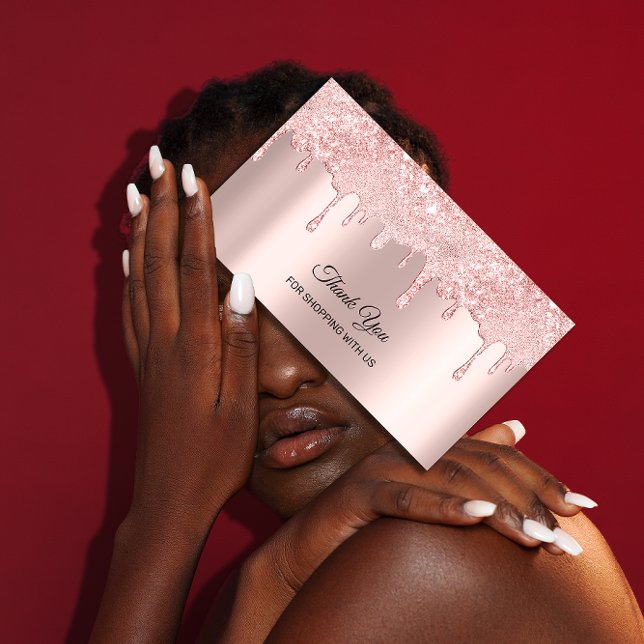 Tarjeta De Visita Gracias Por Comprar Con Los Rosas. (Thank You For Shopping With Us Rose Drips Business Card )