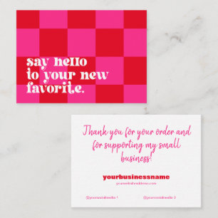 Tarjeta De Visita Gracias Por Comprar Pequeño Comprobador Rosado Ins