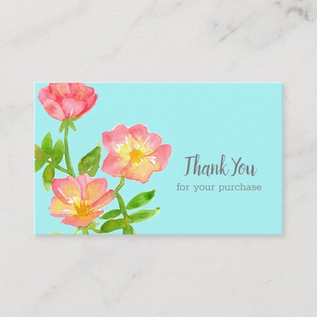 Tarjeta De Visita Gracias Por Comprar Rosas Rosadas (Anverso)