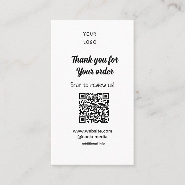 Tarjeta De Visita Gracias por el escaneo de pedidos Revisar el logot (Anverso)