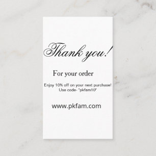 Tarjeta De Visita Gracias por la compra detalle de negocio familiar