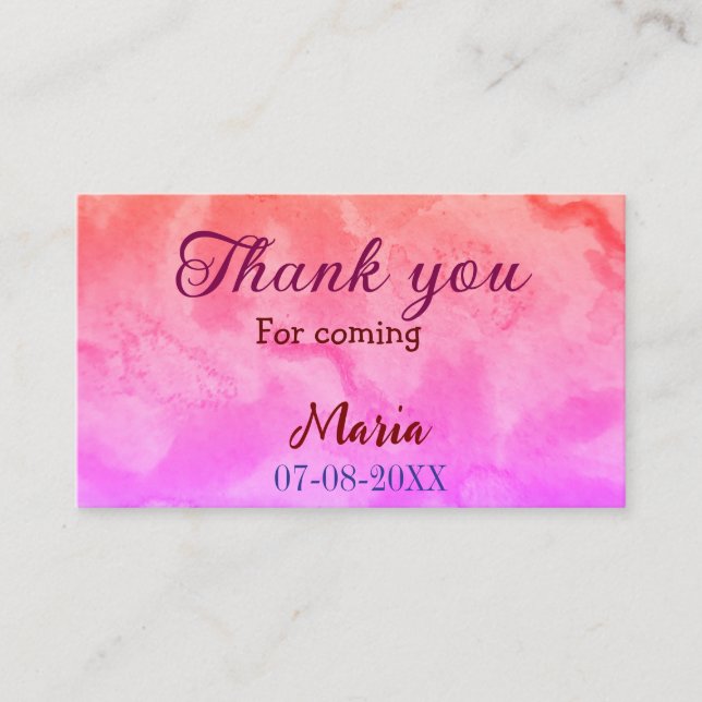 Tarjeta De Visita Gracias por la próxima fiesta de cumpleaños fecha  (Anverso)