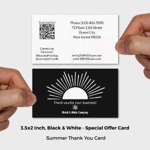 Tarjeta De Visita Gracias por la temporada de sol de verano en blanc