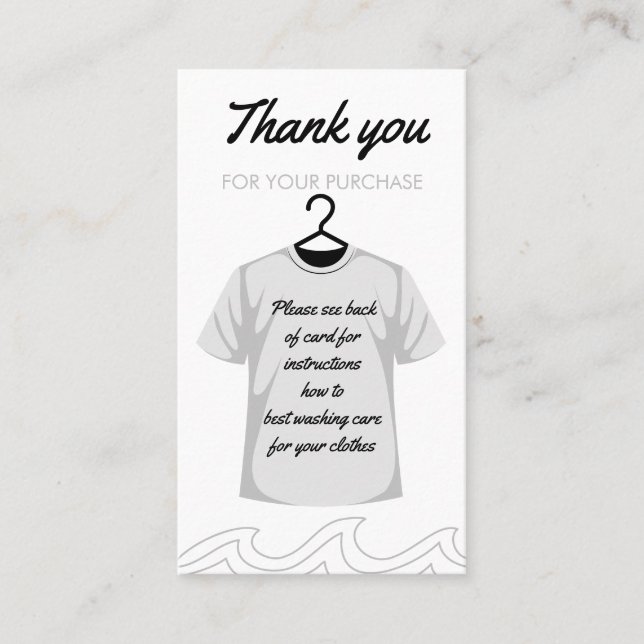 Tarjeta De Visita Gracias por las instrucciones de lavado (Anverso)