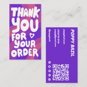 Tarjeta De Visita Gracias por ordenar iconos sociales QR franjas de 