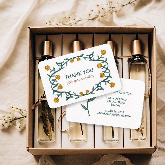 Tarjeta De Visita GRACIAS POR PEDIDO Moda Elegante Rosa Frame Floral (Pretty rose frame thank you note business cards)