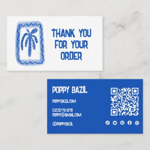 Tarjeta De Visita Gracias por pedir iconos sociales QR Code Palm Tre