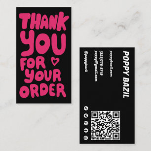 Tarjeta De Visita Gracias por pedir iconos sociales QR Code Pink