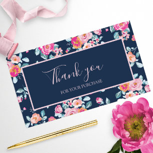 Tarjeta De Visita Gracias por su compra de rosas rosadas floral