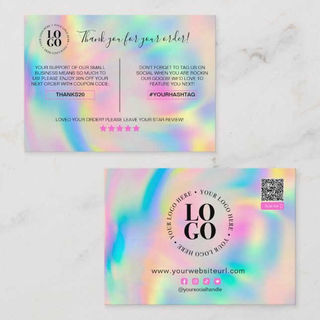 Tarjeta De Visita Gracias Por Su Pedido Empresas De Descuento De Cli (Anverso / Reverso)