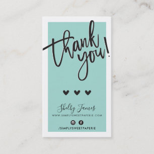 Tarjeta De Visita GRACIAS POR SU PEDIDO inserte la menta elegante ve