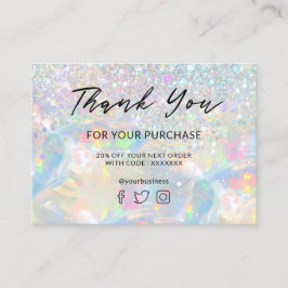 Tarjeta De Visita gracias por su purpurina de compra opal