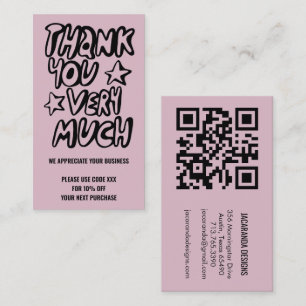 Tarjeta De Visita Gracias por tu CÓDIGO DE DESCUENTO de pedido Códig