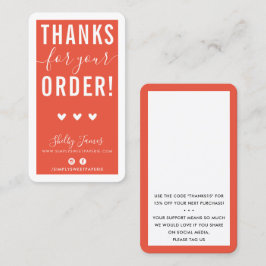 Tarjeta De Visita GRACIAS POR TU PEDIDO, añada un naranja moderno