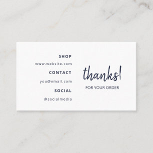 Tarjeta De Visita ¡Gracias por tu pedido   Azul marino