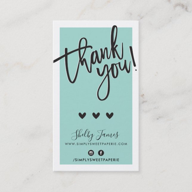 Tarjeta De Visita GRACIAS POR TU PEDIDO, inserta una menta verde ele (Anverso)