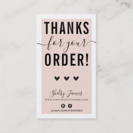 Tarjeta De Visita GRACIAS POR TU PEDIDO insertar negro rosado