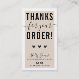 Tarjeta De Visita GRACIAS POR TU PEDIDO insertar trigo negro