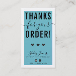 Tarjeta De Visita GRACIAS POR TU PEDIDO inserte azul turquesa