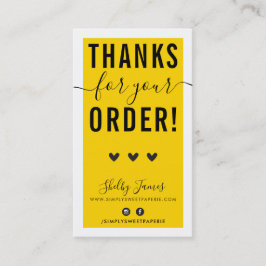 Tarjeta De Visita GRACIAS POR TU PEDIDO, introdúzcala amarillo brill