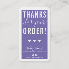 Tarjeta De Visita GRACIAS POR TU PEDIDO, introdúzcala púrpura modern