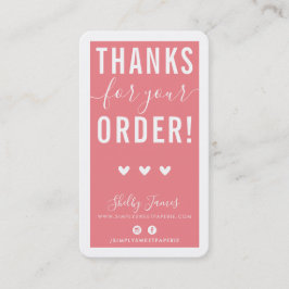 Tarjeta De Visita GRACIAS POR TU PEDIDO, introdúzcalos de coral rosa
