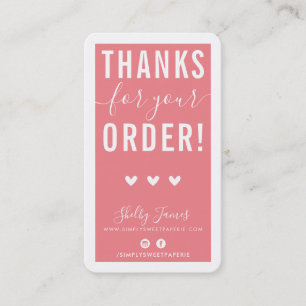 Tarjeta De Visita GRACIAS POR TU PEDIDO, introdúzcalos de coral rosa