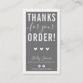 Tarjeta De Visita GRACIAS POR TU PEDIDO, introdúzcase gris moderno