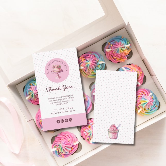 Tarjeta De Visita Gracias Por Tu Pedido Polka Dot Cake Baker (Subido por el creador)
