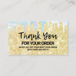 Tarjeta De Visita Gracias Purpurina de oro de moda en Instagram Desc