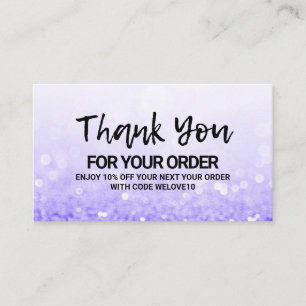 Tarjeta De Visita Gracias, Purpurina Púrpura de moda, descuentos en