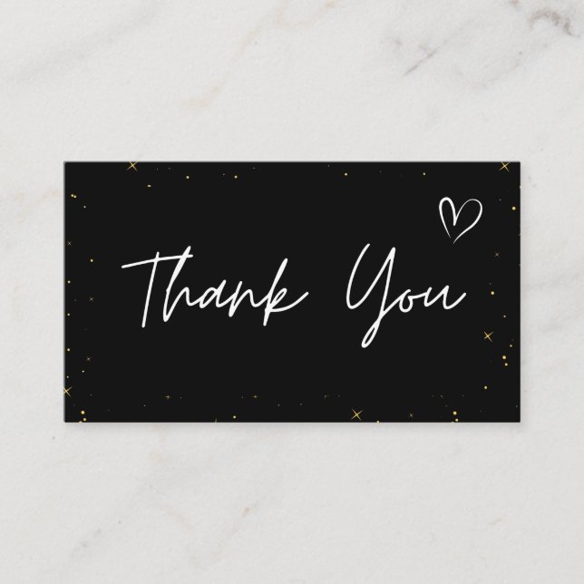 Tarjeta De Visita Gracias Resumen Purpurina Star Pattern Love Black (Anverso)