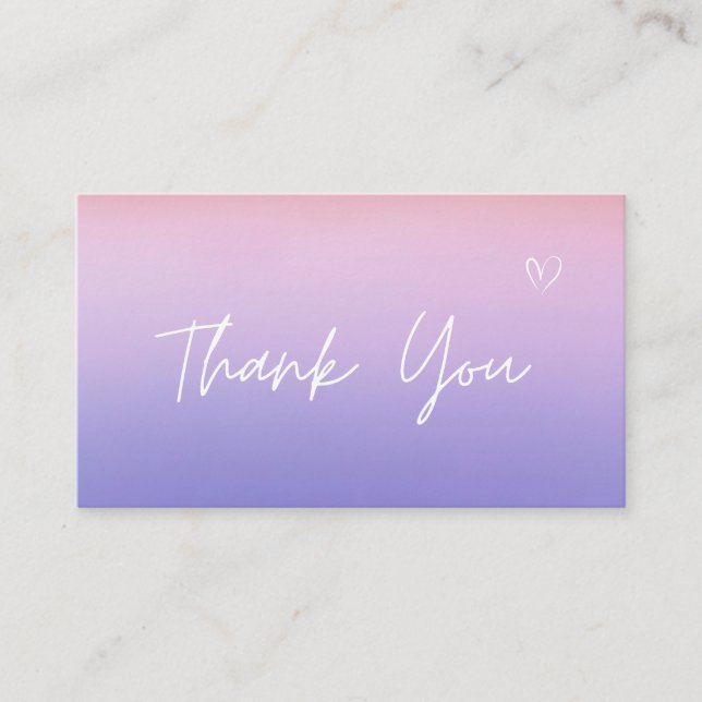 Tarjeta De Visita Gracias Rubor Pink Purple Ombre Gradient Trendy (Anverso)