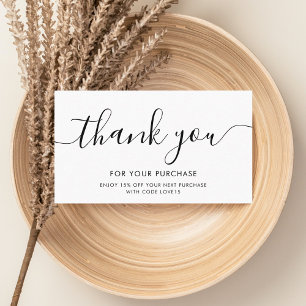 Tarjeta De Visita Gracias Script Código QR Minimalista Empresa blanc