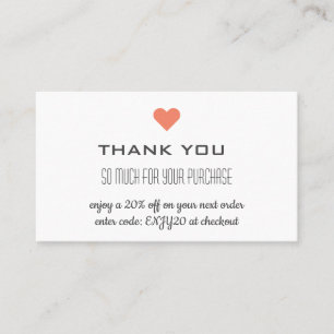 Tarjeta De Visita Gracias White Discount Heart