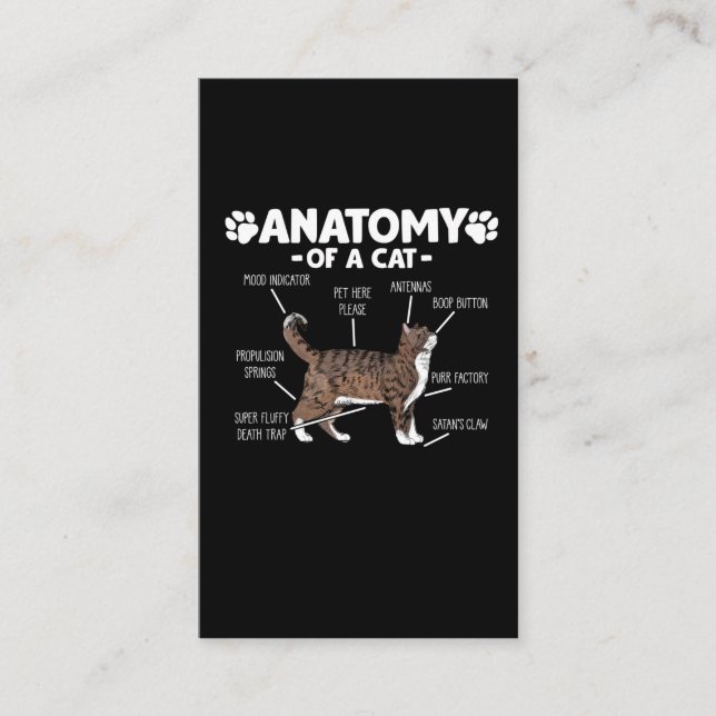 Tarjeta De Visita Graciosa anatomía del dueño de un Mascota Gato Cut (Anverso)