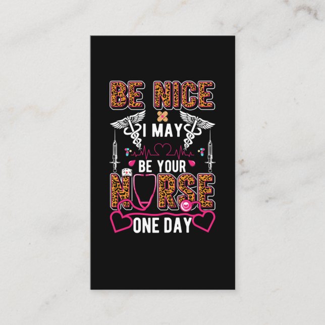 Tarjeta De Visita Graciosa enfermera impresa de leopardo de humor en (Anverso)