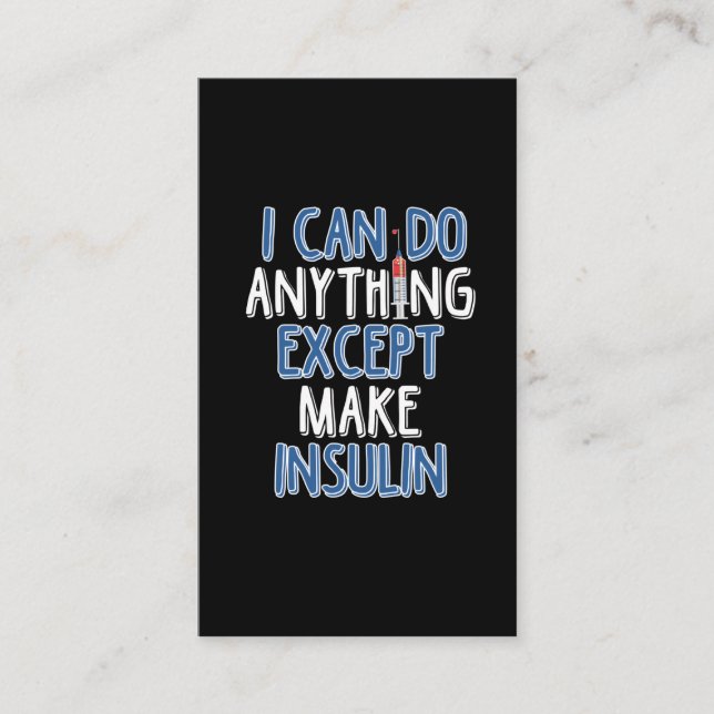 Tarjeta De Visita Graciosa Insulina Chiste diabético Sensibilización (Anverso)